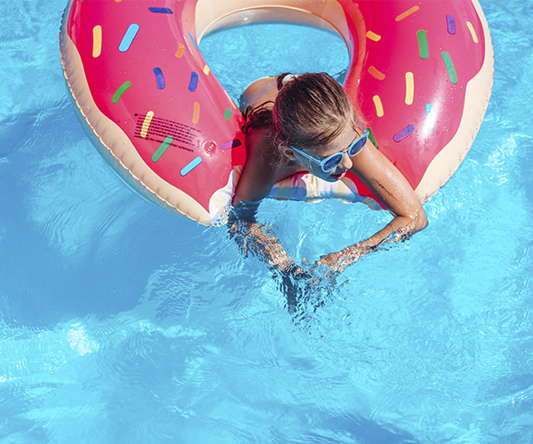 Inflatable pool float in use